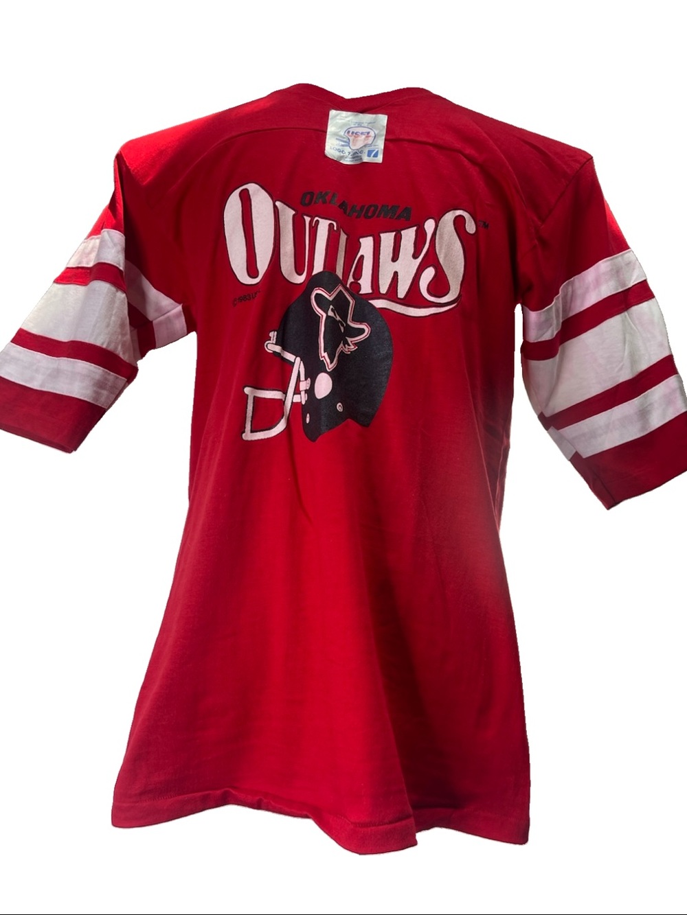 VTG 1983 USFL Oklahoma Outlaws Football Jersey Shirt Logo 7 Made In USA Sz Large